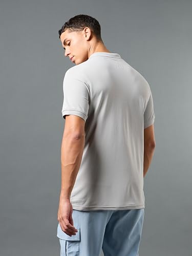 Image of TECHNOSPORT Men's Solid Slim Fit Polo Collar T-Shirt MATPIQ Half Sleeve Button Polyester for Gym Running Workout UPF50+ Anti Odour