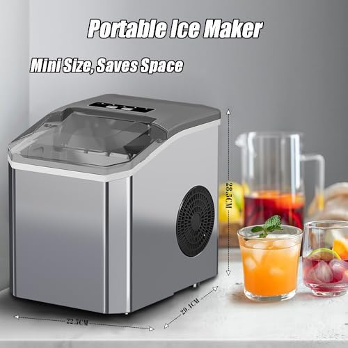 Fabricadora de hielo portátil para mesada plateada miniatura 7