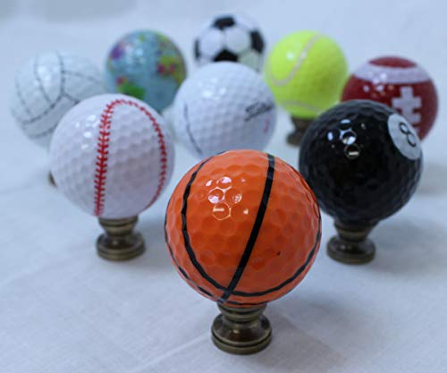 Image of Basketball Lamp Finial, Orange with Black Lining 2.25 inchh
