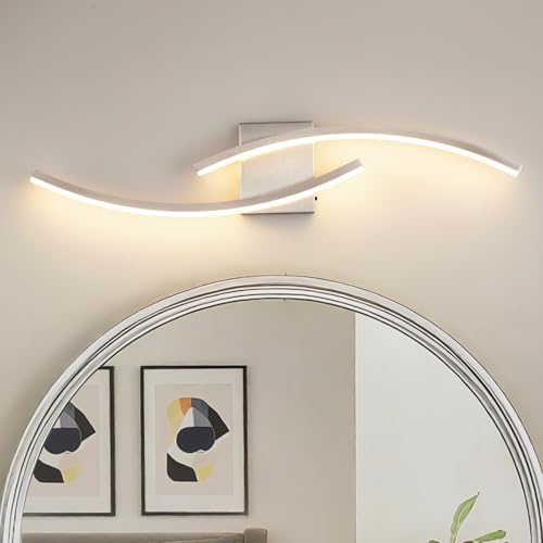 Image of 31.5 inch Modern Bathroom Vanity Light Brushed Nickel Lights Fixtures Dimmable 5CCT Led Bathroom Light Fixture Over Mirror Modern Wall lamp for Cabinet Hallway