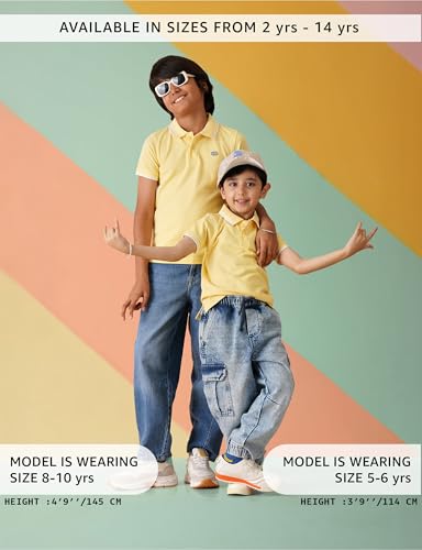 Image of Amazon Brand - Symbol Boys Cotton Rich Solid Polo Tshirt | Collar Tshirts | Half Sleeves | Plain-Regular Fit