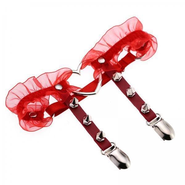 2xPunk Leg Rings Garters Leather Rivets Thigh Party Harness Garter Belts Red | Clothing Shoes & Accessories | Womens Clothing