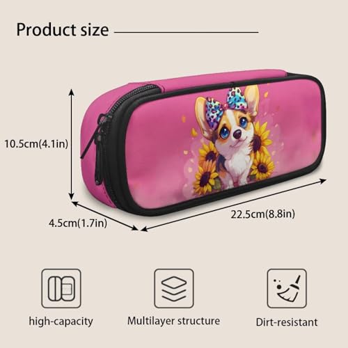 Image of Corgi Dog Pencil Case for Girls Boys 6-8 10-12 Kids Pen Bag Multifunctional Pencil Holder Zipper Storage Pouch School Office Stationery Organizer