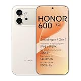 HONOR 600 5G Smartphone, Pantalla AMOLED 6,57" 120Hz, 8+256GB, Cámara 200MP, Batería 6400mAh, Carga 80W, IP68/IP69K (Golden White, 256, GB, 8, GB)