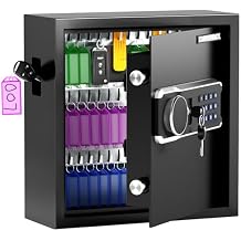 KornerBatl 65 Position Key Lock Box with Code - Heavy Duty Electronic Key Cabinet Wall Mount - Secure Key Safe with Deposit Slot and LED Light for Office, Home and Rental