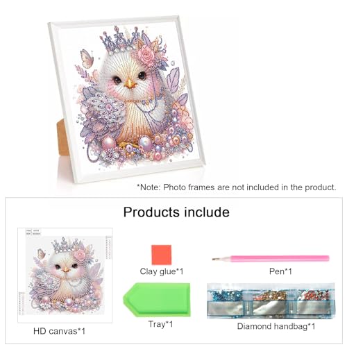 Image of AiYuanzsh 5D Special Shape Diamond Art Kits for Beginners, Diamond Art Kits for Adults Noble Chicken Pattern, Crystal Rhinestones Diamond Painting for Home Wall Decoration Gift 12x12inch