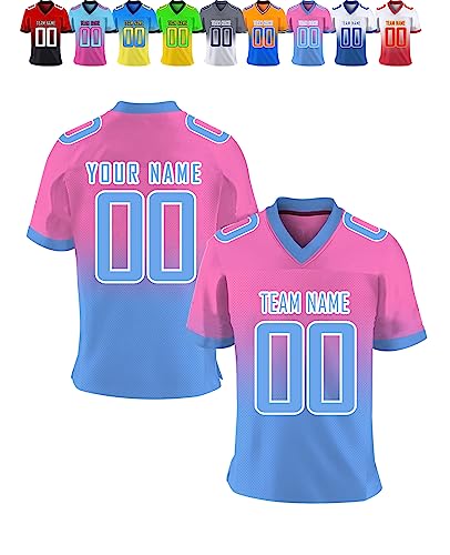Custom Soccer Jersey for Kid Adult with Name Number Personalized Football Jersey Customized Soccer Shirts for Men Women Pink Blue