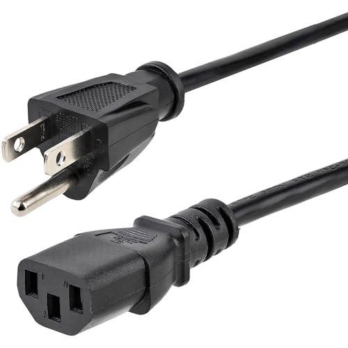 Image of StarTech.com 6ft (1.8m) Heavy Duty Power Cord, NEMA 5-15P to C13 AC Power Cord, 15A 125V, 14AWG, Replacement Computer Power Cord, Monitor Power Cable, PC Power Supply Cable, UL Listed (PXT101146)
