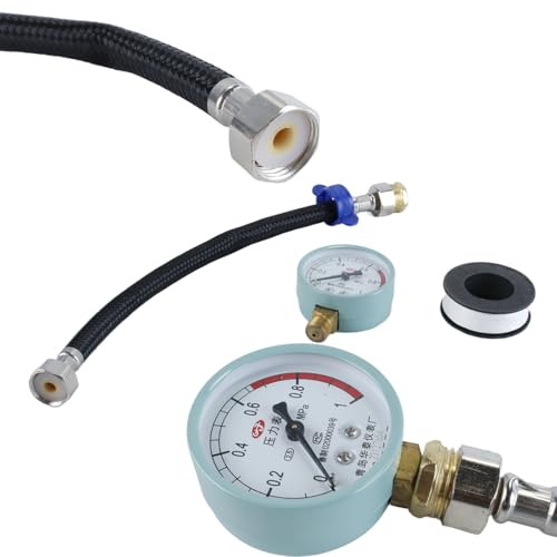 Durlo Water Pressure Gauge with Braided plastic Hose 1/2 Connection Corrosion Resistant Plumbing Test Device
