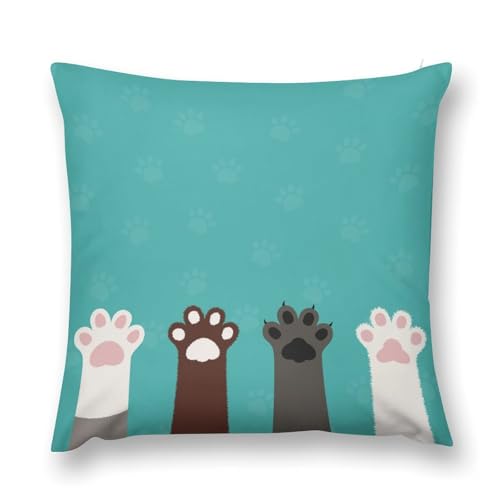 クッションカバー 猫の肉球柄 猫柄 犬の肉球柄 抱き枕カバー インテリア 飾り 45×45cm 枕カバー 装飾枕カバー 柔らかい 肌触り良い 座布団カバー おしゃれ ソファ背当て 部屋飾り 寝室 車用