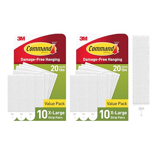 Command 20 lb XL Heavyweight Picture Hanging Strips 20 Pairs (40 Strips), Damage Free Hanging Picture Hangers, Heavy Duty Great for Home Decor, White Adhesive
