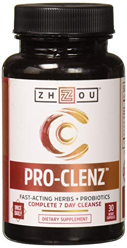 Zhou Nutrition Pro-clenz 7 Day Colon Cleanse Detox with Probiotics - Healthy Weight, Regularity & Digestion Formula - with Senna, Cascara Sagrada & Bacillus Coagulans - 30 Capsules