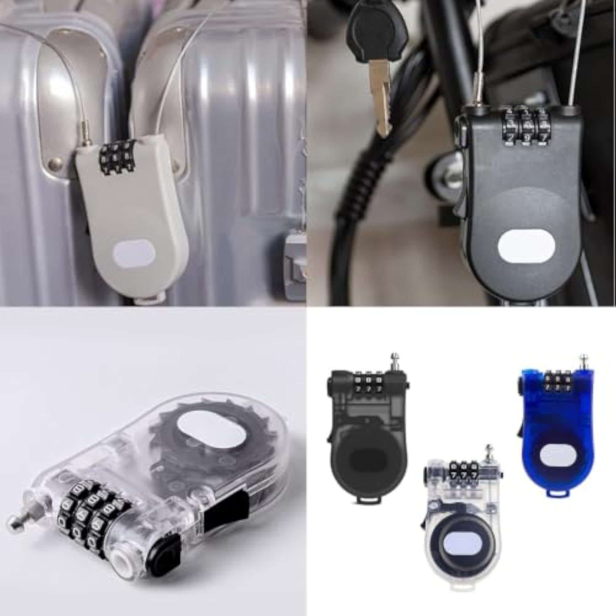 3-Digit Retractable Cable Lock for Luggage & Travel Bags