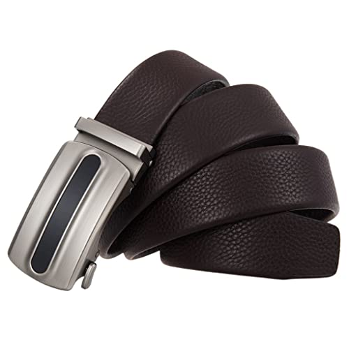 Cinturón de Cuero con trinquete y Hebilla Deslizante automática para Hombre (Color: C, Talla: 110 cm) (B 125 cm)