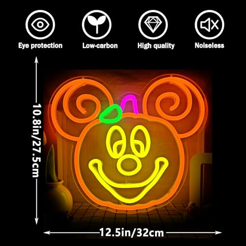 Image of Halloween Neon Sign Dimmable Pumpkin Neon Sign for Wall Decor Halloween Neon Light Home, Room, Party, Bar, Kids Room, Window Porch Front Halloween Decorations