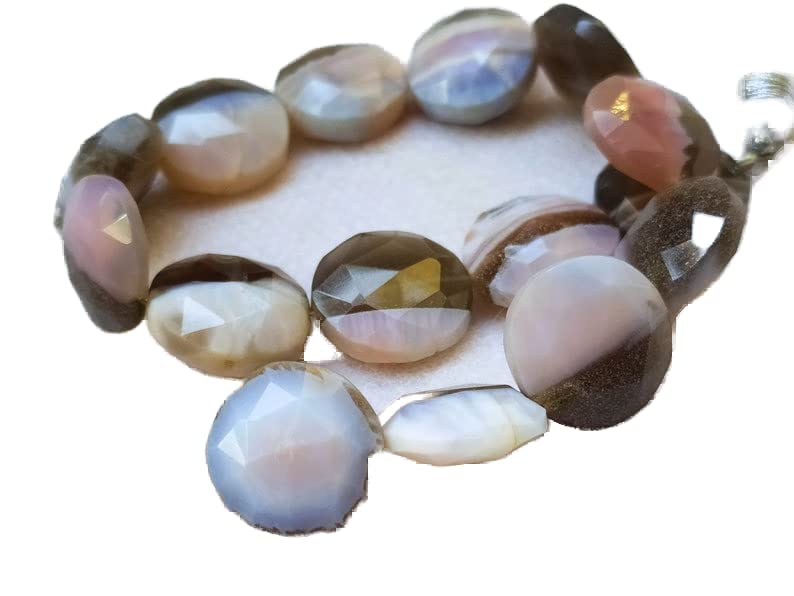 LKBEADS 13 inch strand of gem bio peruvian opal 12-14mm oval faceted beads for diy jewelry making. bio peruvian opal beads strand