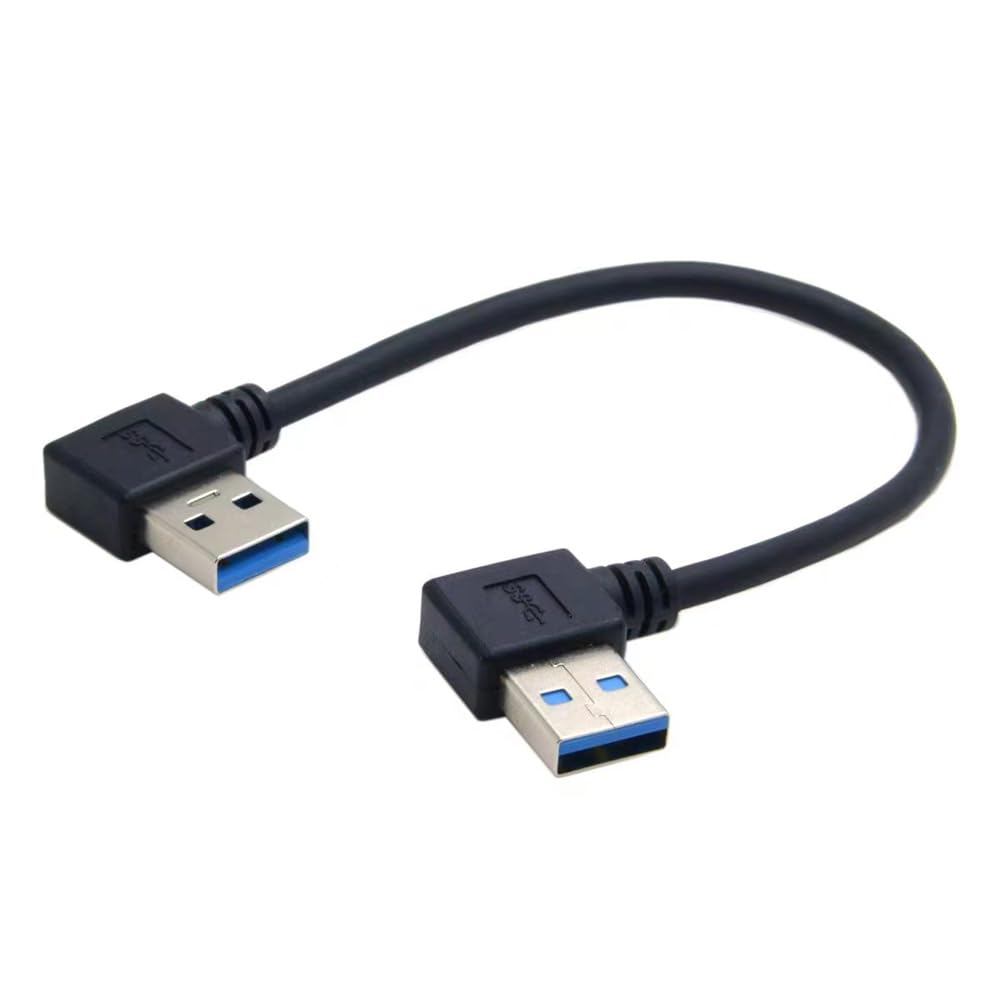 SSUHAO SHZ USB 3.0 A公−A公L型90度ケーブルA公ヘッド−公ヘッドusb a to a超高速5 Gbpsデータ伝送延長線 (左右0.6m)