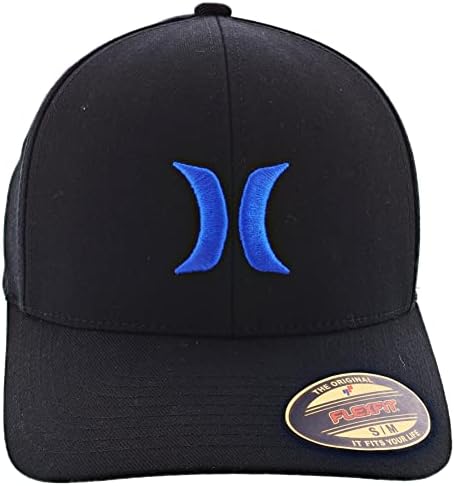hurley Men's One & Only Flexfit Hat, Black/Blue Large/X-Large