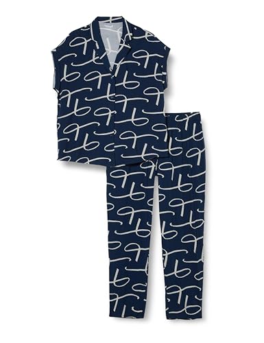 Triumph Damen Boyfriend Fit PW 01 Pajama Set, Blue - Dark Combination, 44