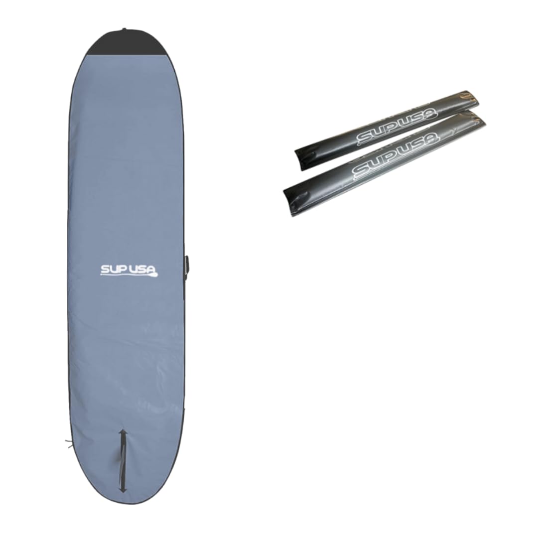 SUP USA 11' Premium Paddleboard Bag with Handle, Foam Padded, Stand Up Paddleboard Cover Case, Carrying case for outdoor (11' Gray and Flat Rack Pads)