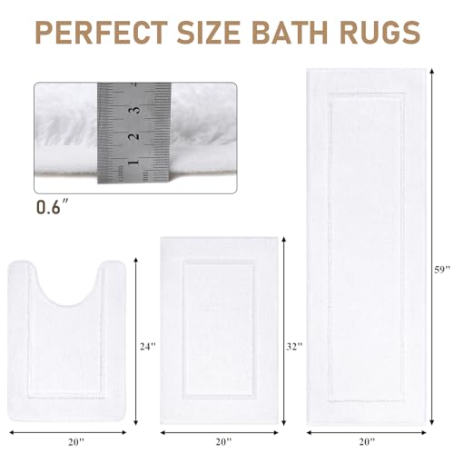Pauwer Bathroom Rug Sets - 3 Piece Shower Mats with U-Shaped Contour Toilet Mat, Absorbent Microfiber Plush Bath Mats, Non Slip, Machine Washable Shaggy Floor Mats