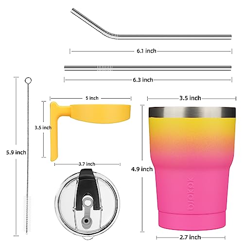 Image of BJPKPK 10 oz Mini Tumbler with Lid, Straw & Handle, Insulated Steel Cup