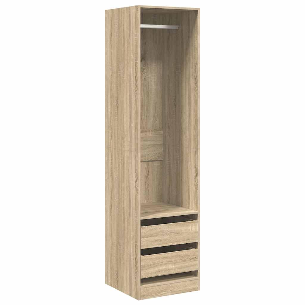 vidaXL Armario con Cajones Contrachapada Casa Hogar Bricolaje Decoración Diseño Mobiliario Mueble Ropero Guardarropa 50x50x200 cm Color Roble Sonoma