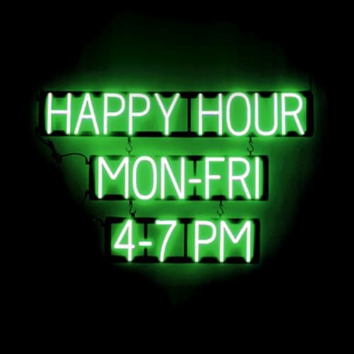 Image of SpellBrite LED Neon HAPPY HOUR MON-FRI 4-7 PM Sign - Green, 38 inch x 24 inch | Ultra-Bright Click-Together Signage for Bars & Restaurants, with Visibility from 500 ft - 8 Animations, 6 Brightness Levels