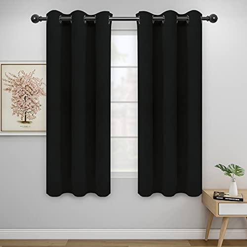Image of Easy-Going Blackout Curtains for Bedroom, Solid Thermal Insulated Grommet and Noise Reduction Window Drapes, Room Darkening Curtains for Living Room, 2 Panels(42x63 in, Black)