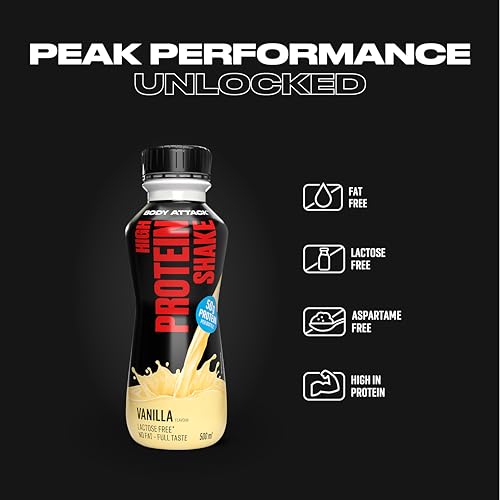 Body Attack Fitness Protein Shake - Boisson protéinée au lait - Milkshake prêt à l'emploi en bouteille de 500 ml, Strawberry (12 x 500ml) – Image 5