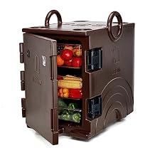 ICECON Front Loading Insulated Food Pan Carrier,95 Quart Hot Box for Catering,Hot Box Food Warmer for 6 Full-Size Pans,LLDPE Stackable Insulated Food Container With Wheels for Restaurant Canteen