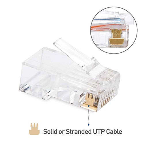 Image of PIKABOO RJ45 Connectors Pack 100 Pieces | Flexible, Durable Transparent Plugs for LAN Connections