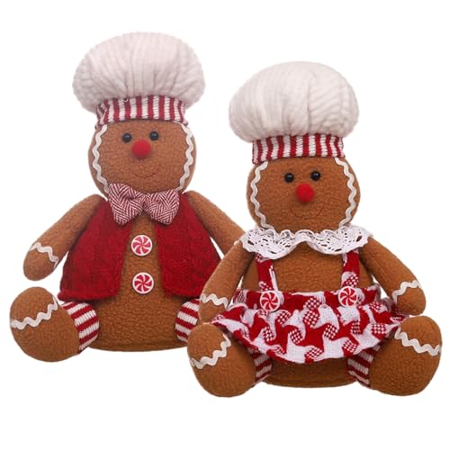 Peluche bonhomme en pain d'épices lot de 2 pour votre décoration de table Noël
