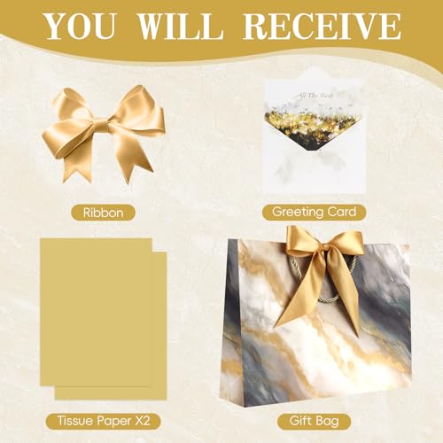 Image of JMANNI Gift Bags, Valentines Gift Bags with Ribbon, Portable Paper Gift Bag, Marble Pattern, for Any Occasion, Including Valentines Day Baby Shower Birthday Party Wedding Mothers Day(LP11-DLS010-L