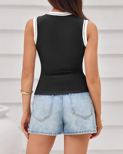 Image of BTFBM High Neck Tank Top for Women Sleeveless Ribbed Y2k Clothes Basic Shirts Going Out Outfits Spring Summer Tops 2026