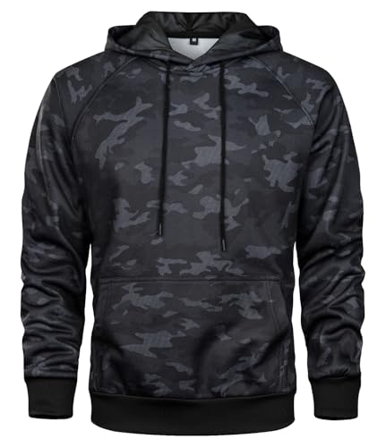 MANLUODANNI Sweat à capuche en polaire pour homme Motif camouflage, camouflage, M