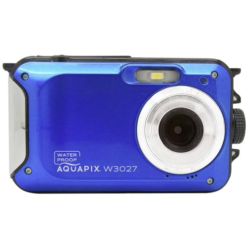 Aquapix W3027 'Wave' Unterwasserkamera, wasserfest bis 3 m, 2.7' Display, bis zu 30 MP Auflösung, 4X Digital-Zoom, 5 MP Sensor, Blau