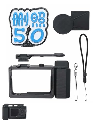 Lokyoyo Street Photography Handle for DJI Osmo Action 6, Camera Side Handle Grip with Shutter Button for Vlogging & Travel Shoot (Handle + Wrist Strap+Lens Cap+Decor)