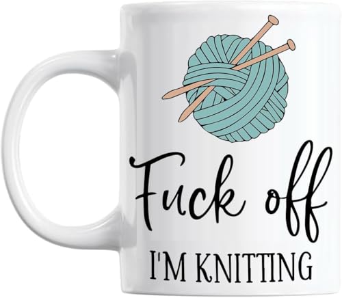 Gift Island F*ck Off Im Knitting secrer Santa Mug Funny Coffee Mug Gift for Knitters Knitting Mug Mug for Knitters Birthday Gift - Secret Santa Gift -