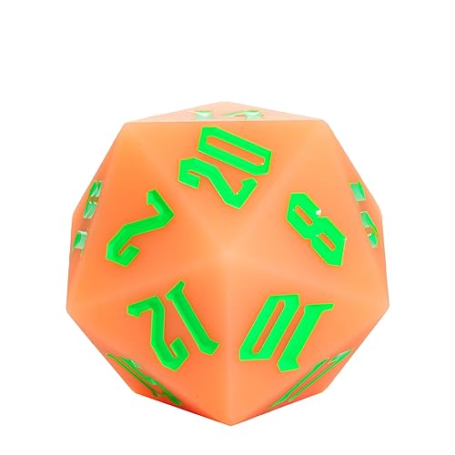 IUSTIDIE Dados DND de silicona D20 de 55 mm, brillan en la oscuridad, grandes D20 de 20 caras, dados gigantes D20 con caja de regalo de dados para mazmorras y dragones, RPG, MTG, bar, pub, club,