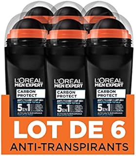 Men Expert L'Oreal Carbon Protect Ice Fresh - Men's Anti-Smudge Deodorant - 50 ml - Pack of 6