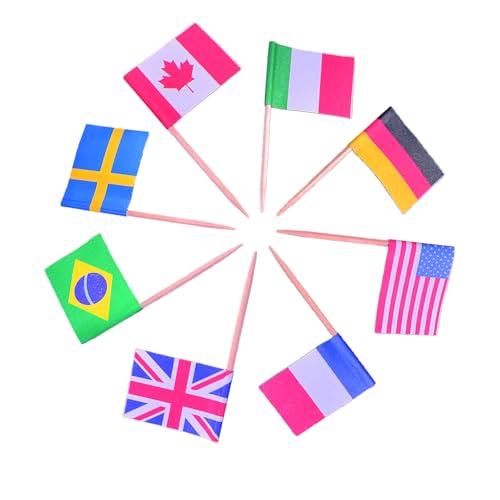 UZYXC 120 Pezzi di Bandierine Eurovision, Eurovision Song Contest, Bandierine Decorative per Cupcake, Cocktail Party, Pub, 38 Paesi Europei