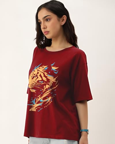 Image of AUSK Oversized T-Shirts || Printed Half Sleeve Tshirt for Womens