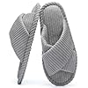 GOEWY Slippers for Women Memory Foam House Bedroom Corduroy Crossbands Open Toe Slides Sandals Shoes Comfy Trendy Gift for womens Anti-Skid sole