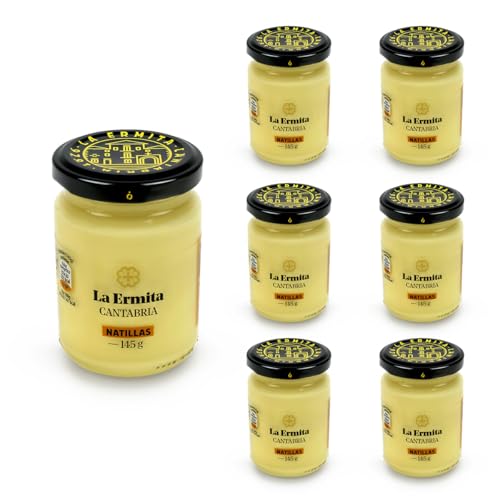 LA ERMITA Natillas, Postre Lácteo Cremoso con Yema de Huevo, Canela y Limón, Sabor Tradicional Artesano, Sin Gluten, 145 g (Pack 6 unidades)