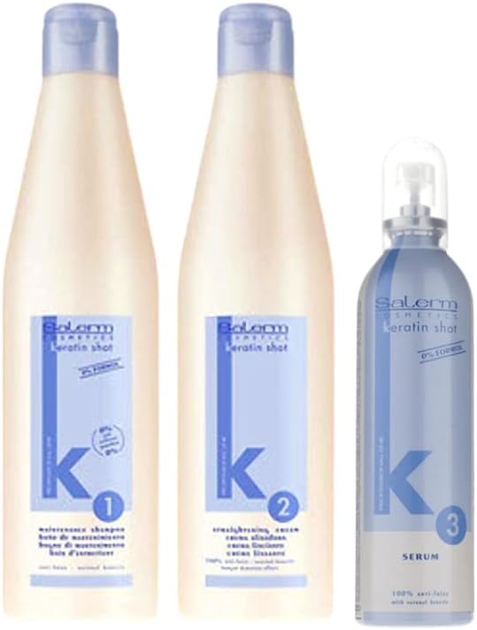 Salerm Keratin Shot 1 Maintenance Shampoo & 2 Straightening Cream & Serum "Set"