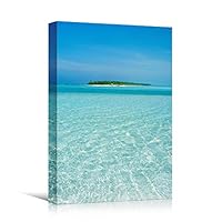 Canvas Wall Art Lone Island Beach Beach Blue Coastal Cool Photography Relax/Calm - 12x18 inches