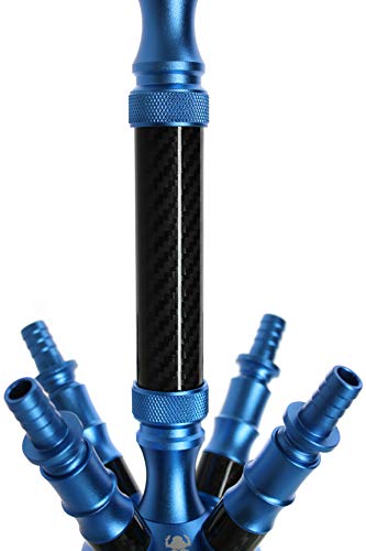 Kaya Shisha Elox Eco Carbonia - Aluminium Hookah 70cm im Carbon Look mit 4 Anschlüssen und Zubehör (Blau) – Bild 4