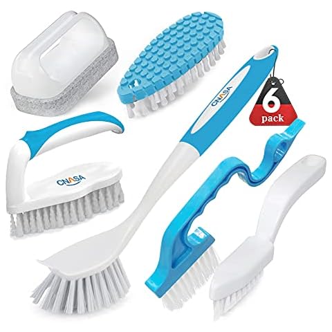 6-teiliges Haushalts-Reinigungsbürsten-Set, Küchenreinigungsbürsten, inklusive Scheuerbürste/Spülbürste/Flaschenbürste/Fugenbürsten/Fugendüse/Schuhbürste/für Badezimmer, Boden, Dusche, Fliesen Cover