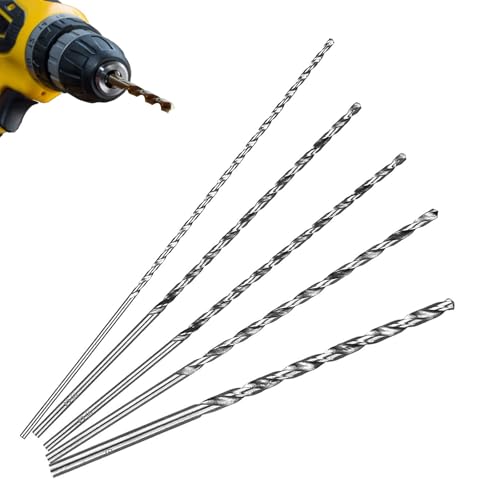 5pcs Extra Long Twist Drill Bits 150mm Long Wood Drill Bits High-Speed Steel Drill Bit Straight Shank Set For Hardened Metal Woodwork Plastic Aluminum Alloy And Drilling Tool(2-3-3.5-4-5mm)